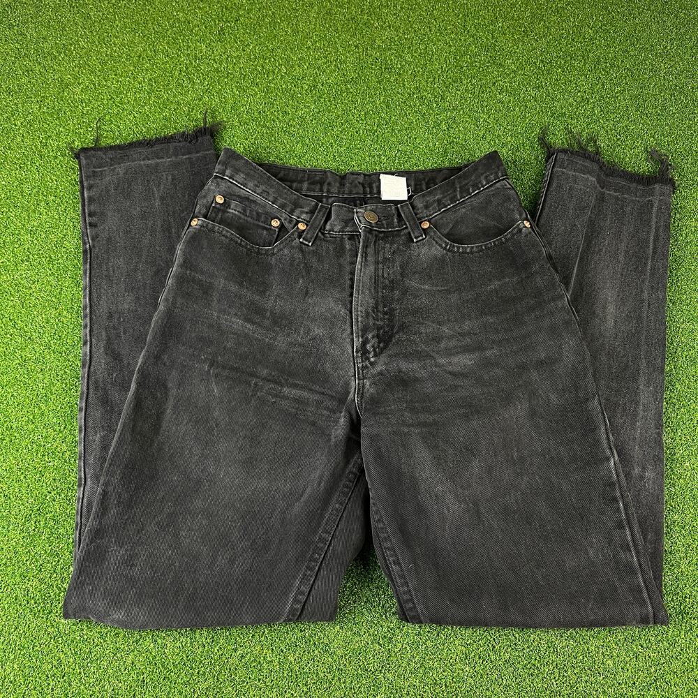Vintage Jordache Black Denim High Rise Distressed Tapered Leg Jeans Sz 9/10